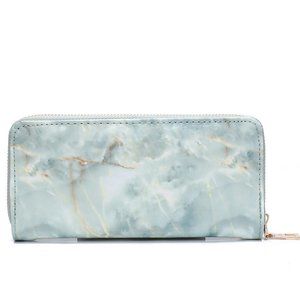 New marble print zip around wallet